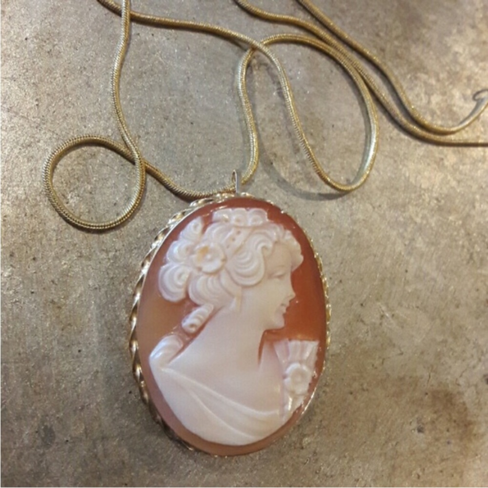 🌹Cameo 14k Gold Charm/Pin